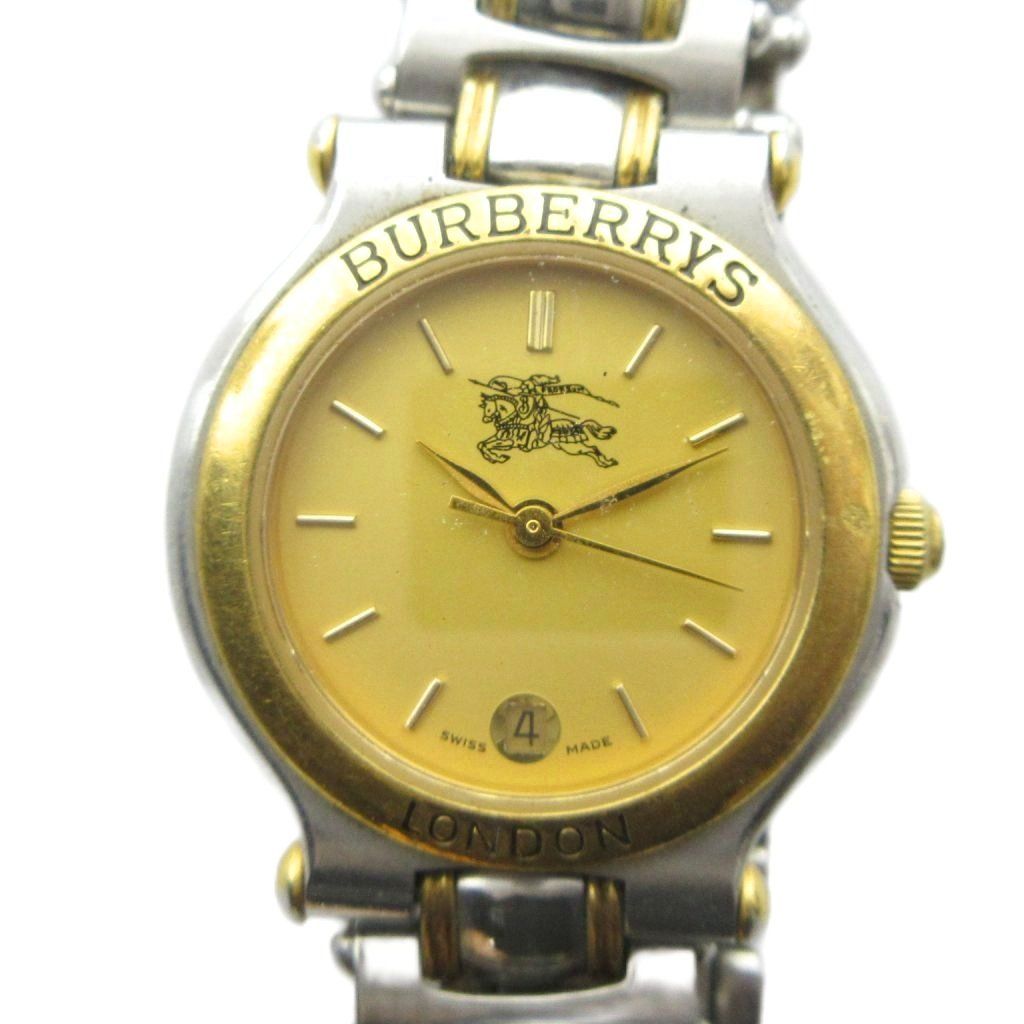 バーバリーズ Burberrys 腕時計 クォーツ ウォッチ カレンダー付き ロゴ シルバー色 ■GY11 /MQ