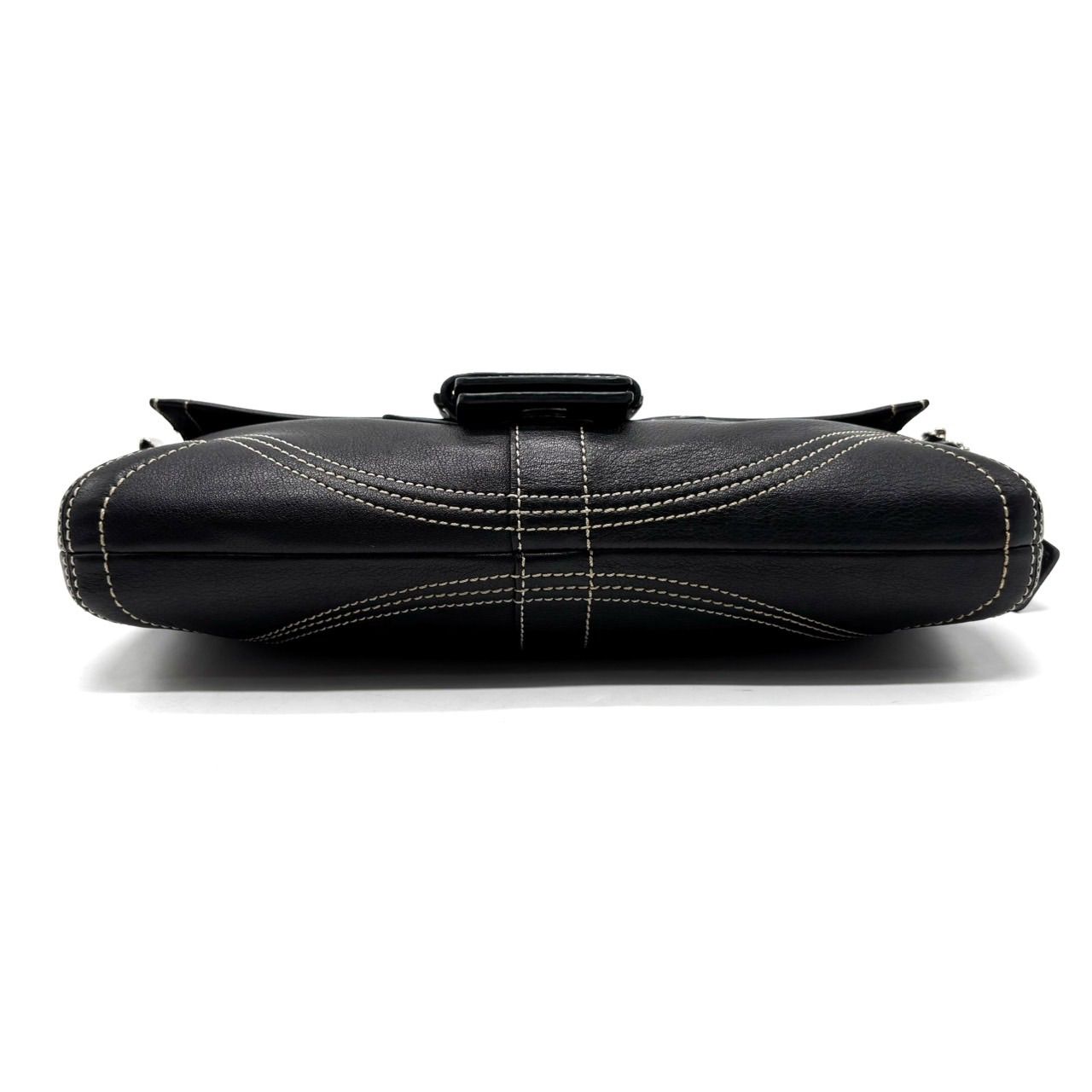 【良品】coach y2k soho leather handbag shoulder belt silverparts black unisex コーチ ハンドバッグ