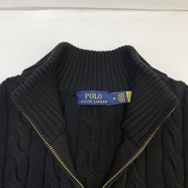 中古】POLO RALPH LAUREN ハーフジップ ケーブルニット ブラック