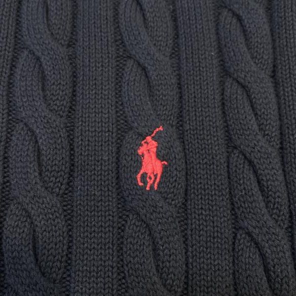 中古】POLO RALPH LAUREN ハーフジップ ケーブルニット ブラック