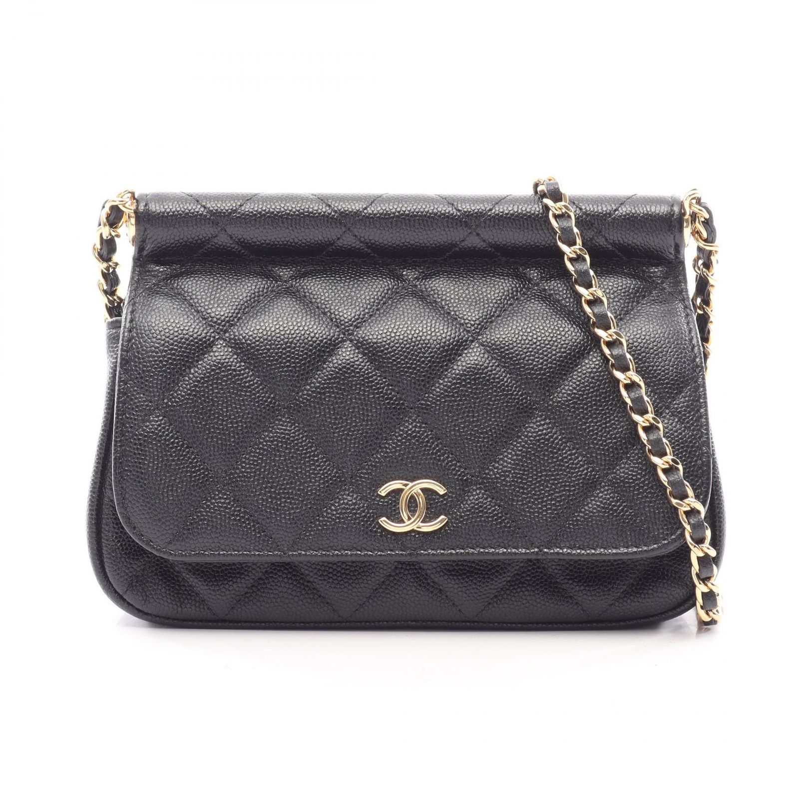 シャネル CHANEL ショルダーバッグ マトラッセ ブラック キャビアスキン(グレインドカーフ) マトラッセ スモール チェーンショルダー レディース Used A