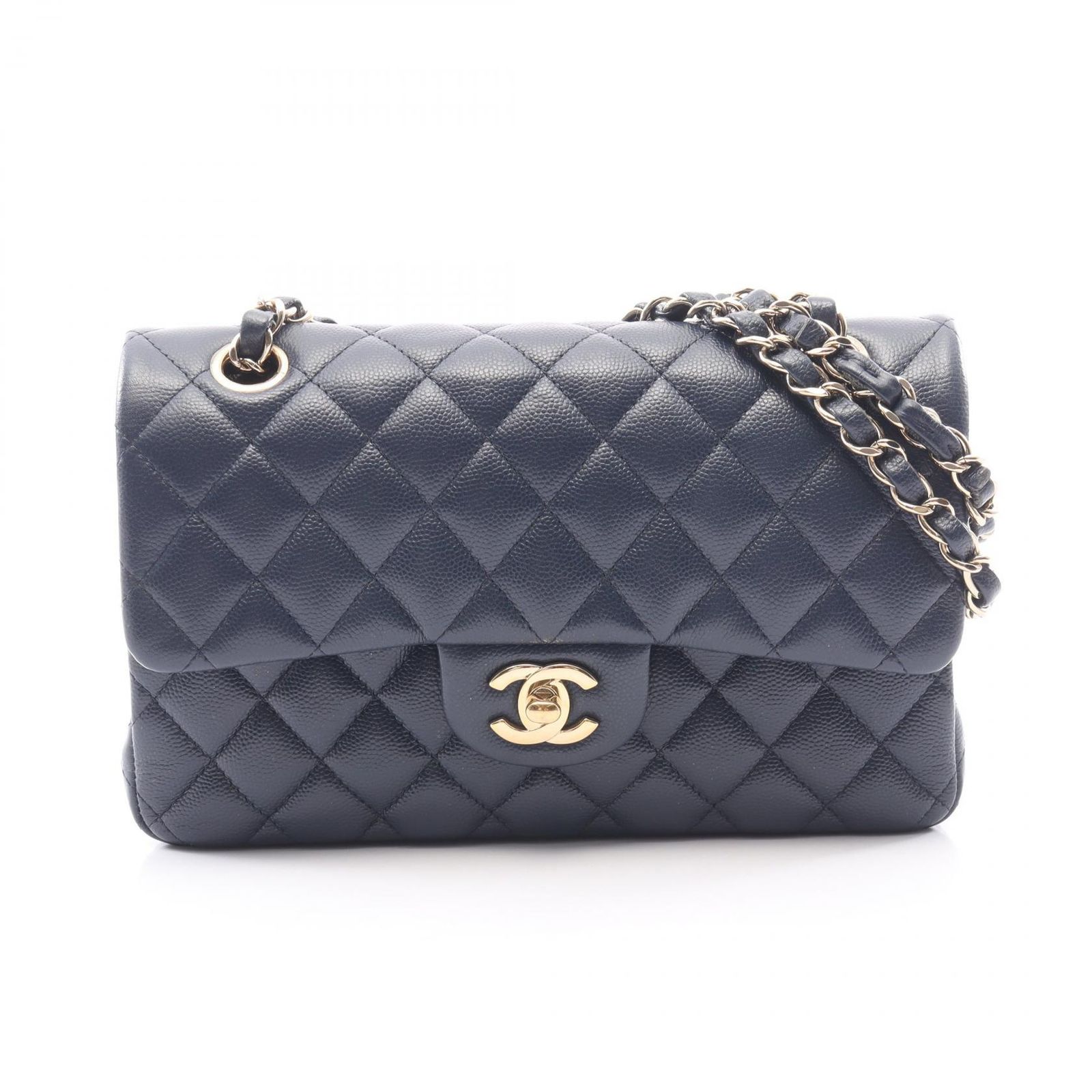 シャネル CHANEL ショルダーバッグ マトラッセ Wフラップ ネイビー キャビアスキン(グレインドカーフ) マトラッセ ダブルフラップ チェーンショルダー レディース 548,320円