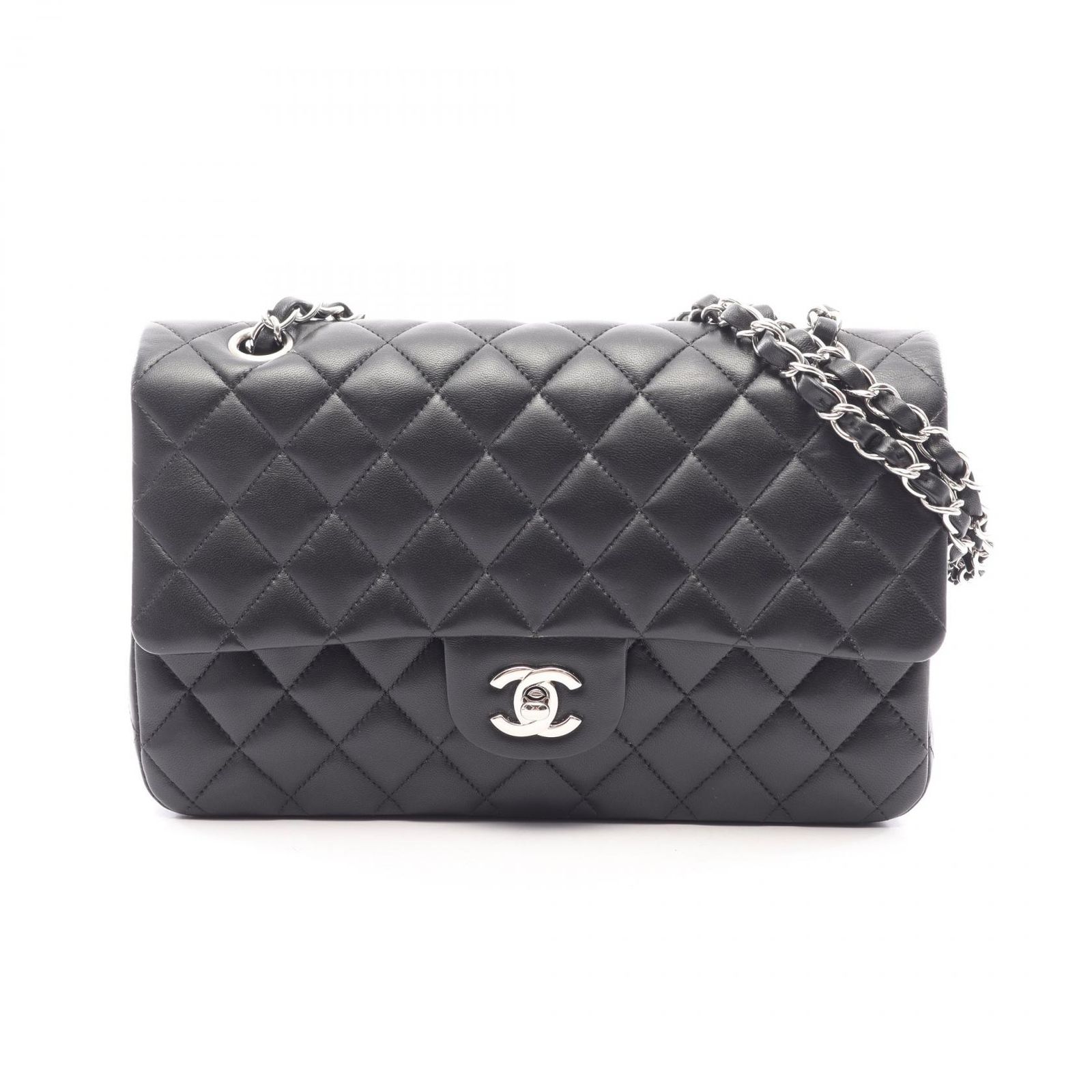 シャネル CHANEL ショルダーバッグ マトラッセ Wフラップ A01112 ブラック ラムスキン（羊革） マトラッセ ダブルフラップ チェーンショルダー レディース Used A