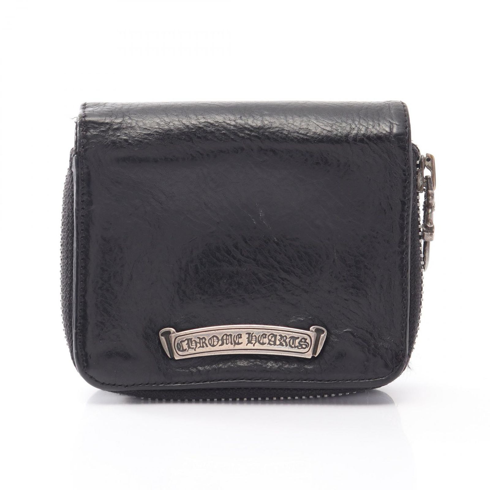 クロムハーツ CHROME HEARTS 二つ折り財布 スクエアジップビル ウォレット レザー スクエアジップビル ウォレット メンズ Used B