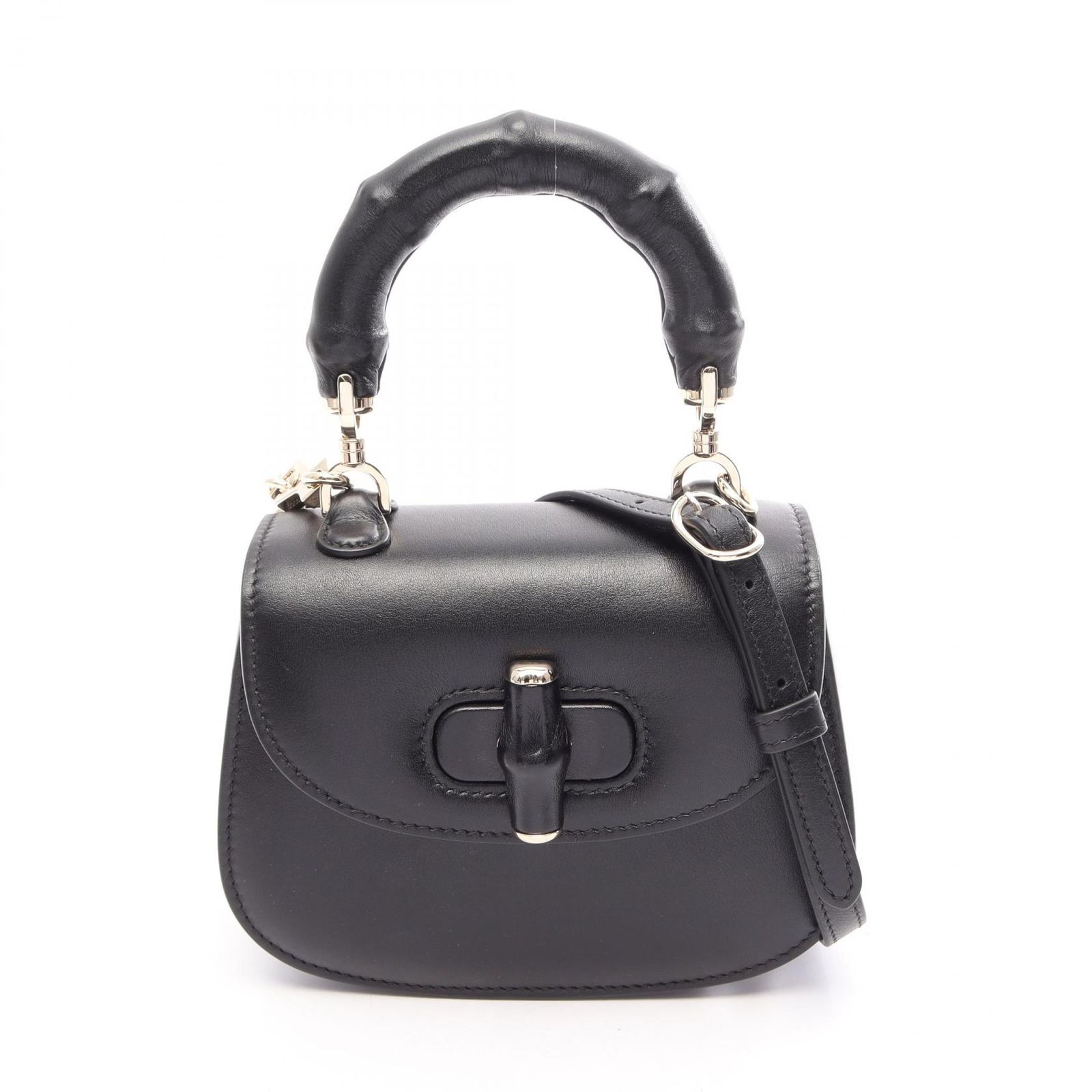 グッチ GUCCI ハンドバッグ 2WAY 827738 ブラック レザー バンブー 2wayショルダーバッグ レディース Used A