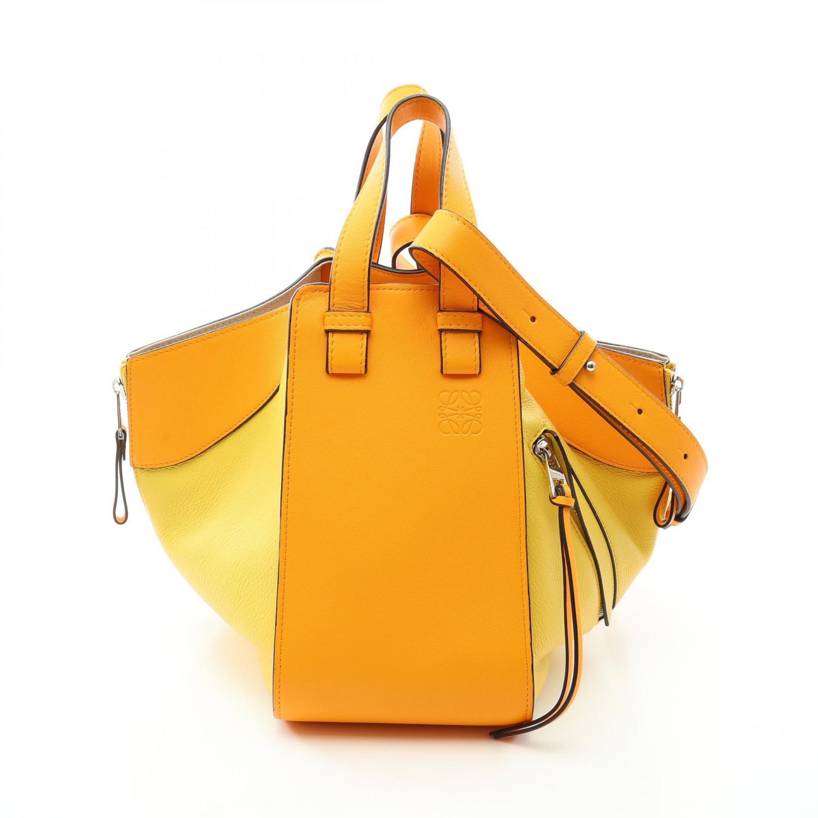 ロエベ LOEWE ハンドバッグ ハンモックバッグ スモール 2WAY オレンジ/イエロー レザー ハンモック スモール レディース Used A