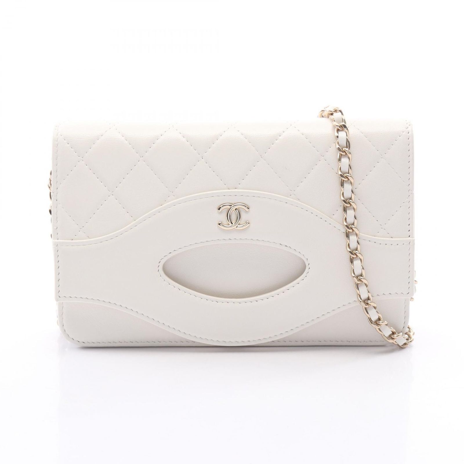 シャネル CHANEL ショルダーバッグ マトラッセ ホワイト レザー マトラッセ チェーンウォレット レディース Used A