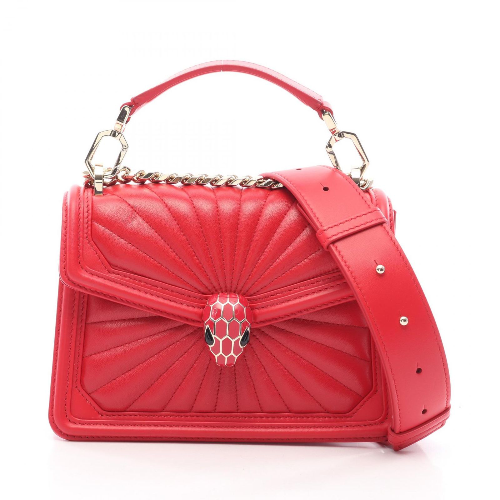 ブルガリ BVLGARI ショルダーバッグ セルペンティ ダイヤモンド ブラスト 2WAY レッド レザー セルペンティ ダイヤモンド ブラスト 2wayショルダー レディース