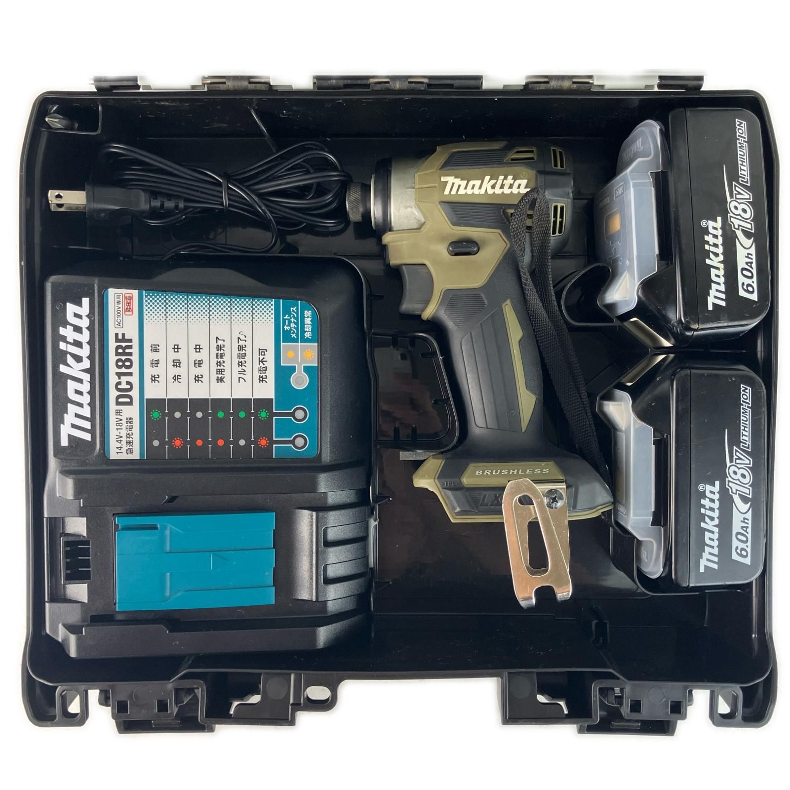 MAKITA マキタ 18v 充電式インパクトドライバ バッテリーx2 充電器 ケース付 TD173D オリーブ