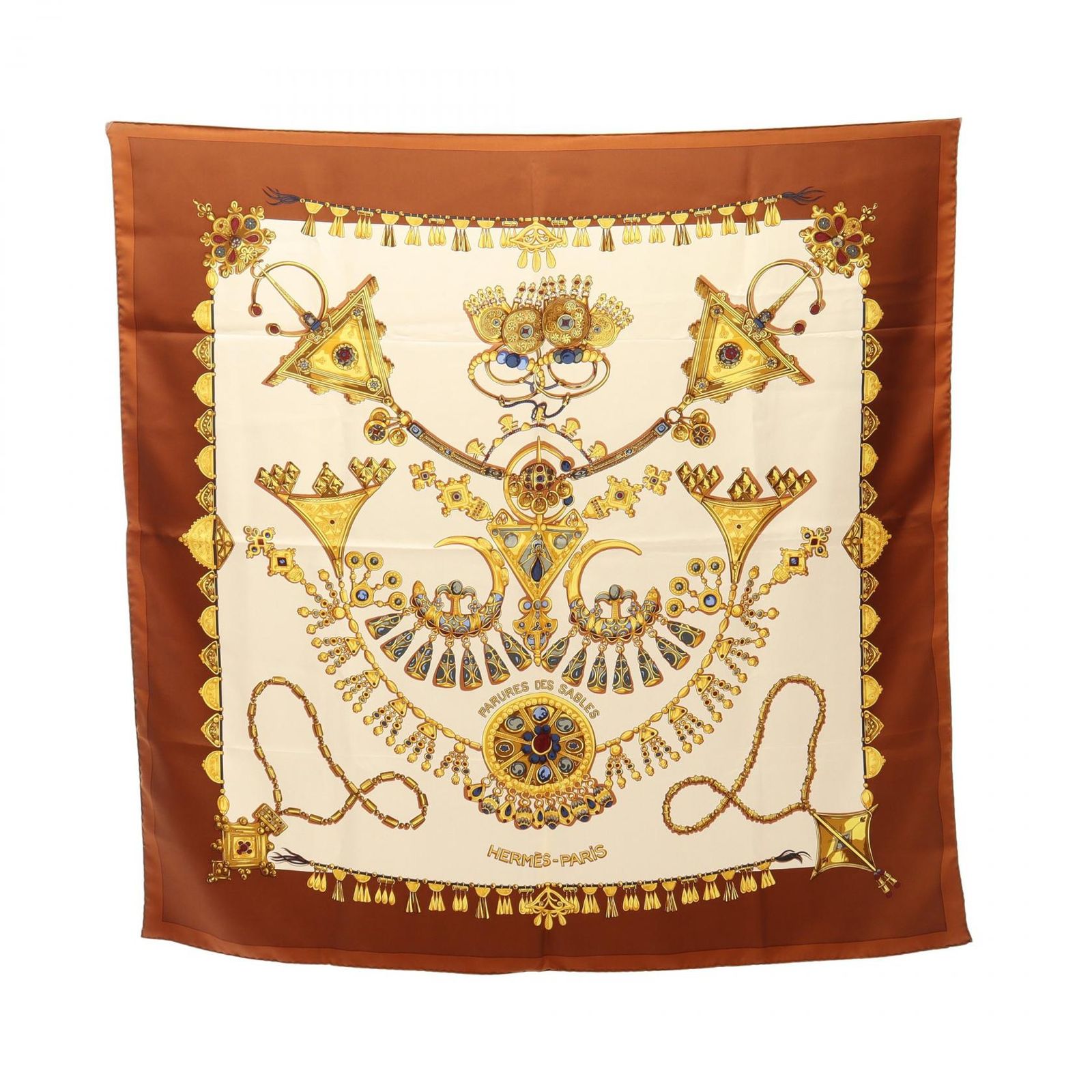 エルメス HERMES スカーフ カレ90 PARURES DES SABLES シルク スカーフ レディース Used B 27,820円