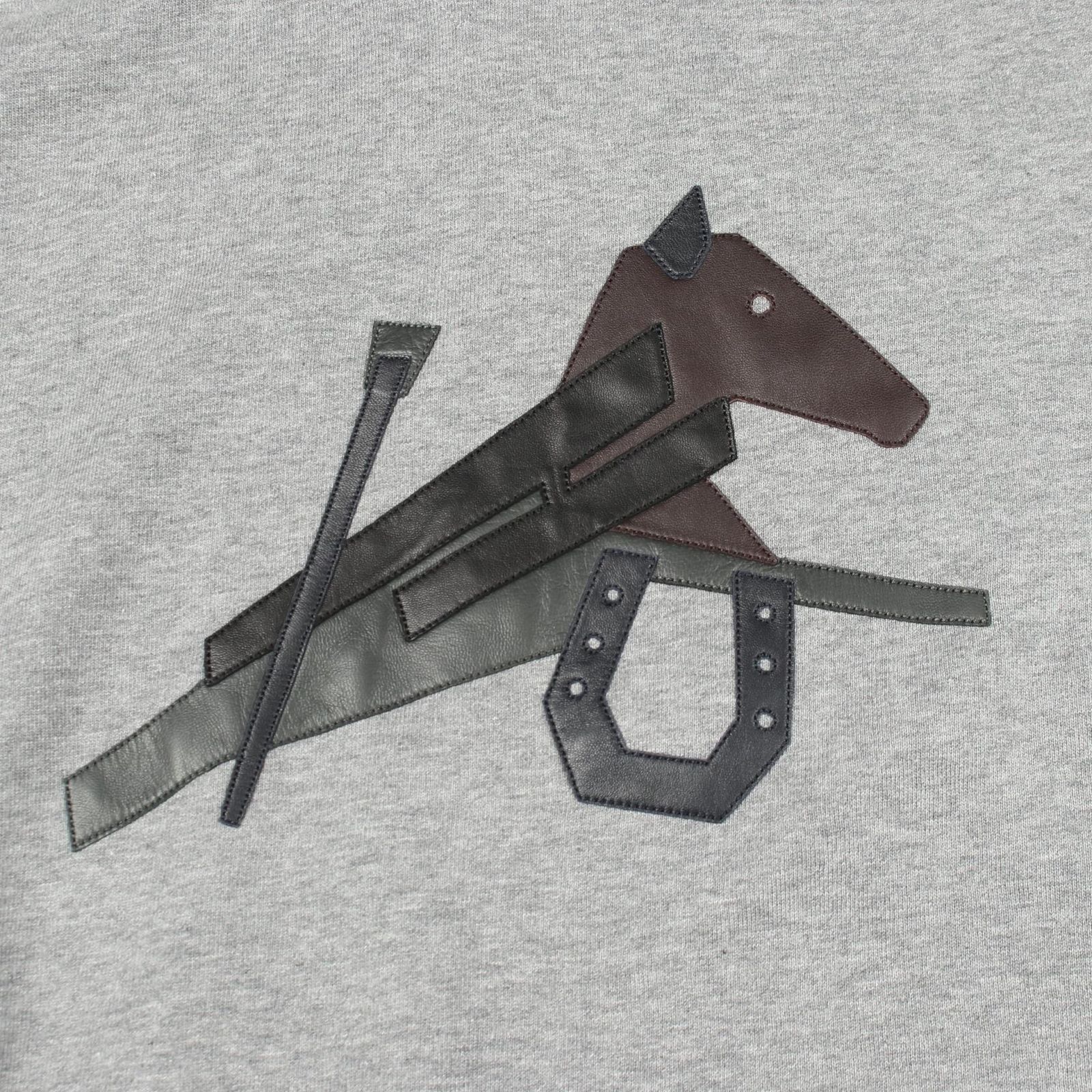 エルメス HERMES パーカー PUZZLE EQUESTRE レザーパッチ 裏起毛