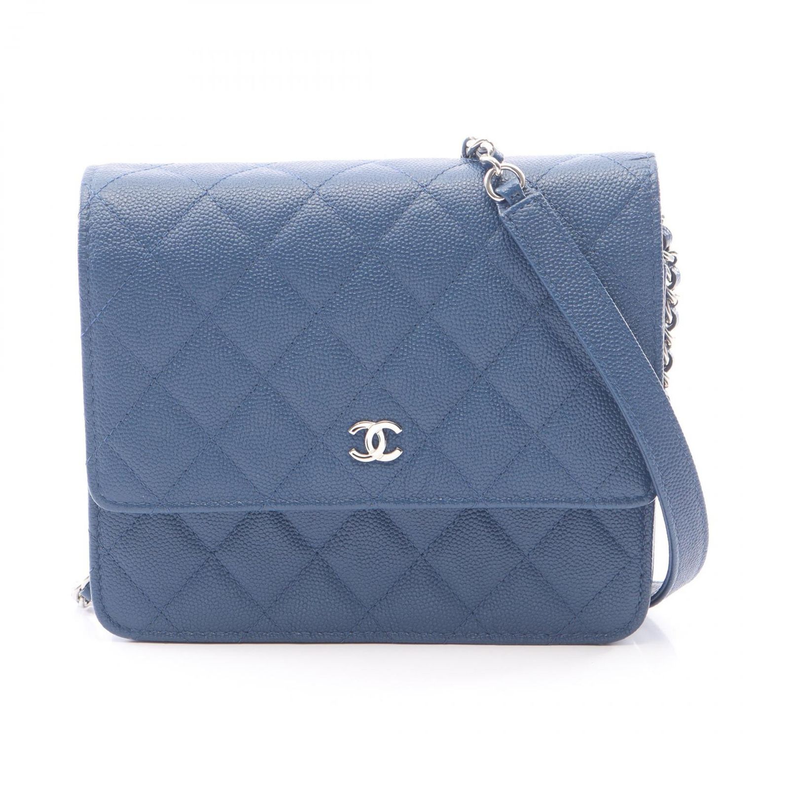 シャネル CHANEL ショルダーバッグ マトラッセ チェーンウォレット ブルー キャビアスキン(グレインドカーフ) マトラッセ チェーンウォレット レディース Used A
