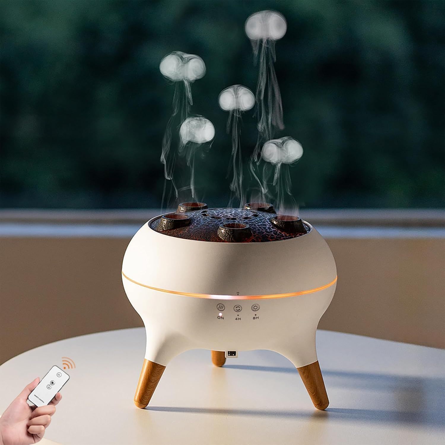 [ahomeone]クラゲの加湿器 火山加湿器 ｜静音 250ml 超音波式 ｜ 7色LED ライト4H/8Hタイマー設定 照明 ムードライト 夜間ライト 安全自動オフ USB充電式 ｜癒し おしゃれ インテリア 乾燥対策｜オフィス・寝室用 7cd9d44c