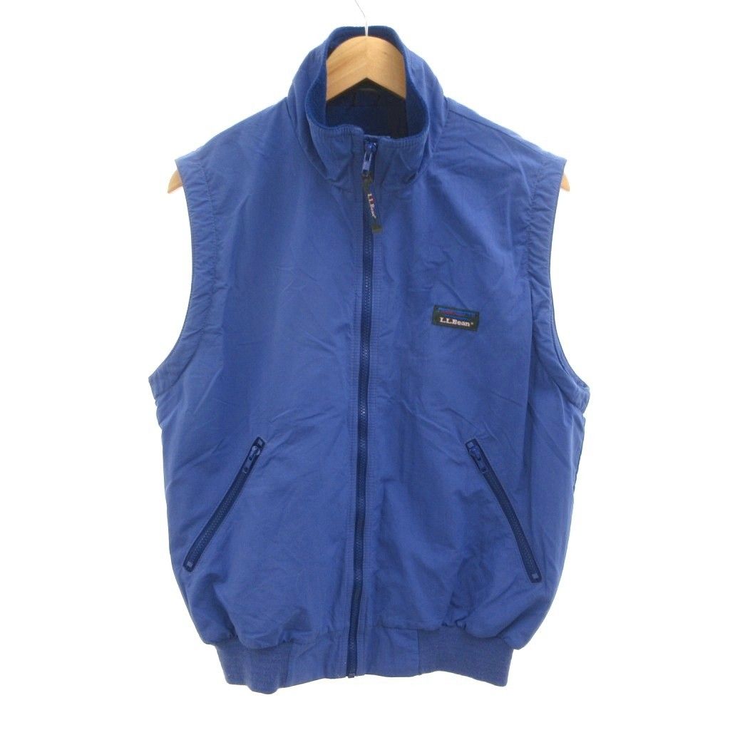 エルエルビーン L.L.BEAN ヴィンテージ ウォームアップベスト ジップアップ 裏フリース ロゴ M 青 ブルー /JS ■ECG007