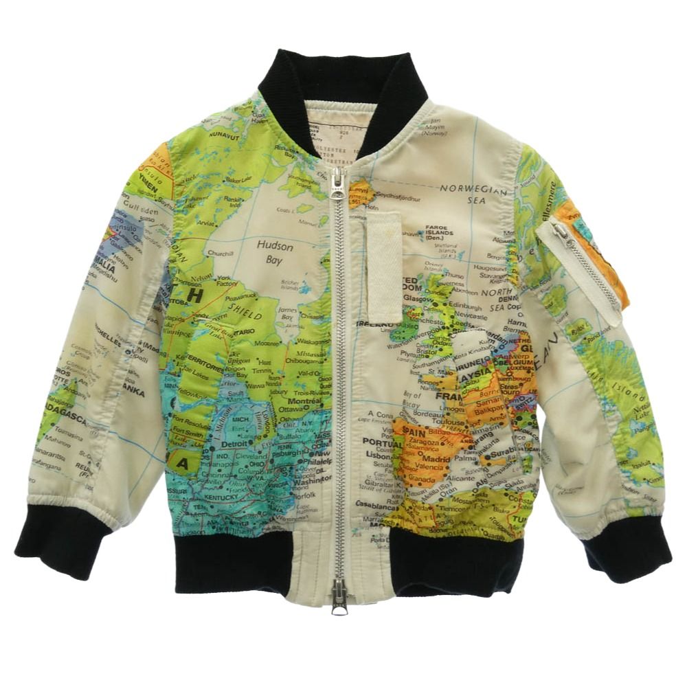 【タグ付】sacai world map ブルゾン カラーver サイズ2 Sacai サカイ 20SS 20-00054K Kids World Map MA-1 キッズ ワールド