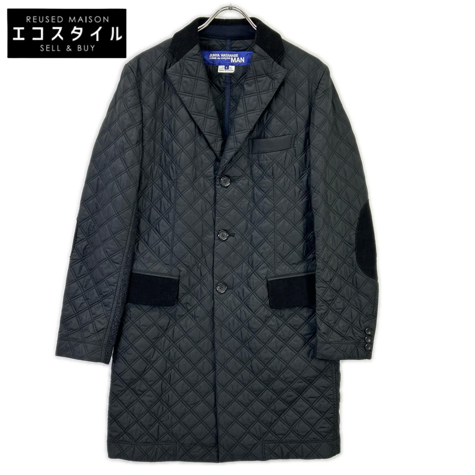 JUNYAキルティングロングコート黒 COMMEdesGARCONS JUNYA WATANABE コムデギャルソンジュンヤワタナベ WN