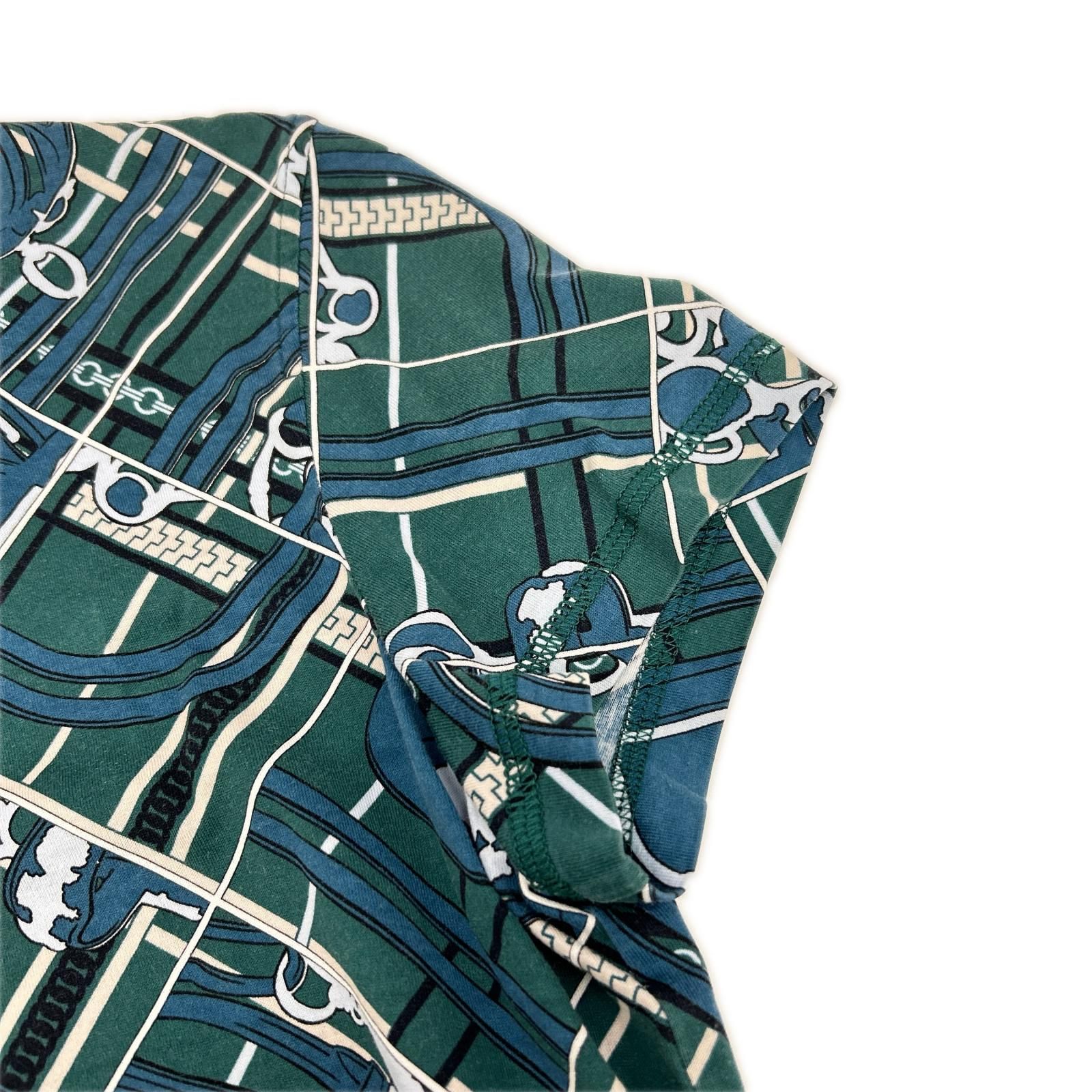 HERMES - HERMES / エルメス | エンブロイダリーロゴ クルーネックTシャツ | L | エナメルグリーン | レディース HERMES エルメス 3H4619DX グリーン 23AW EN DESORDRE ET CHAINES T