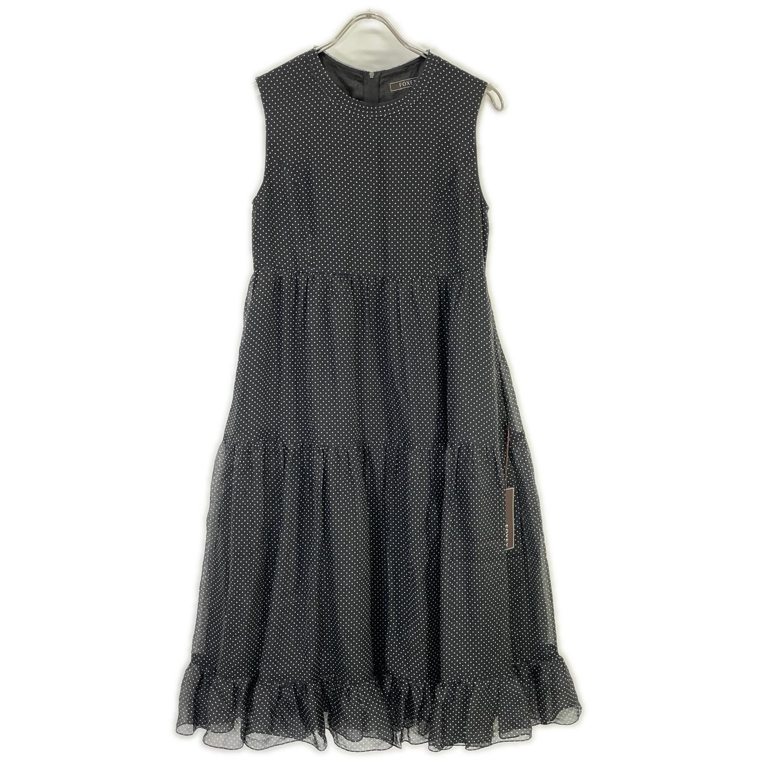 FOXEY フォクシー 25年 45355 LUCIA ブラック ドット ワンピース 40