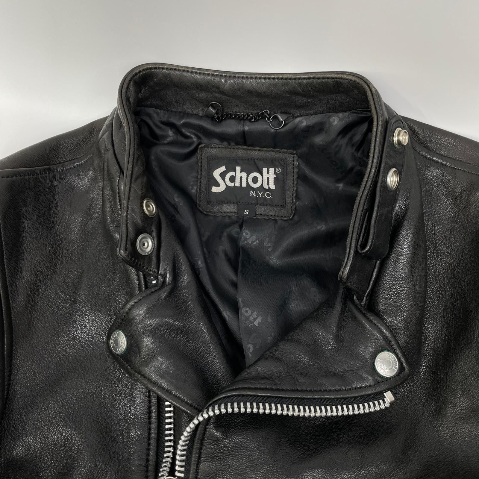 schott ショット 3181058 ブラック セミダブルライダース シープスキン S schott ショット 3181058 ブラック セミダブルライダース シープスキン