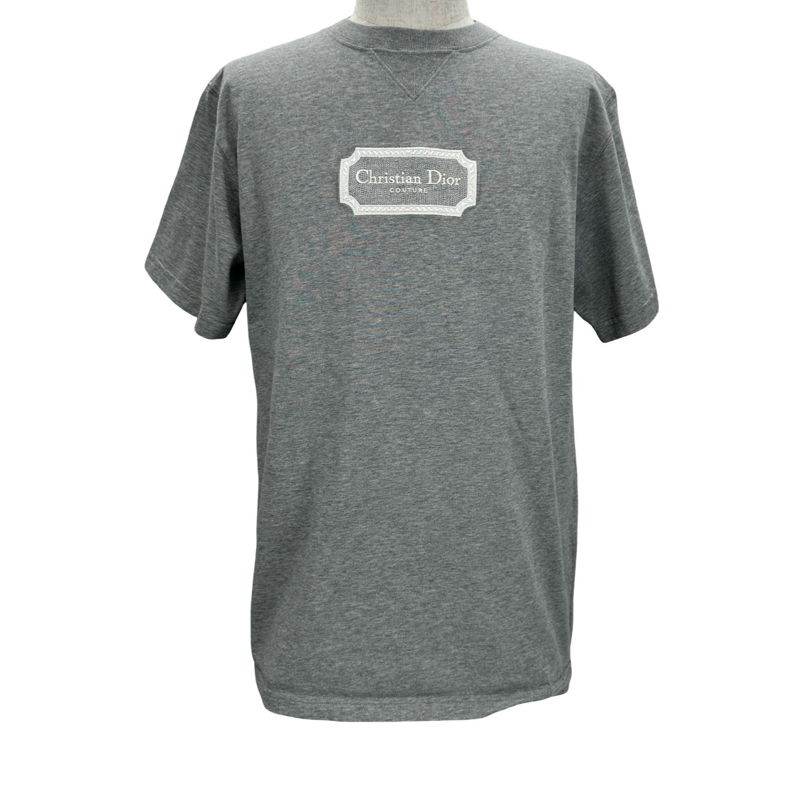 クリスチャン・ディオール Christian Dior ロゴ刺繍半袖Tシャツ 343J696C0554 グレー コットン メンズ 半袖Ｔシャツ