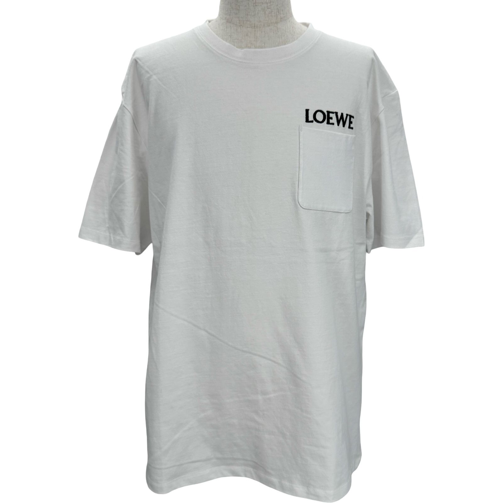 ロエベ LOEWE ロゴ刺繍半袖Tシャツ H526Y22XDE ホワイト コットン メンズ 半袖Ｔシャツ
