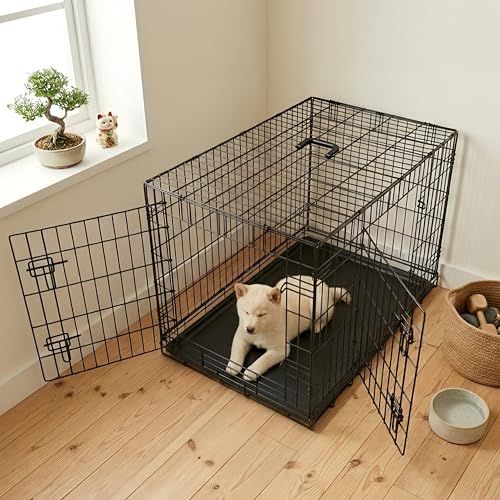 N&S ペットケージ L 90×56×62cm 折りたたみ式 トレー付き 持ち手付き