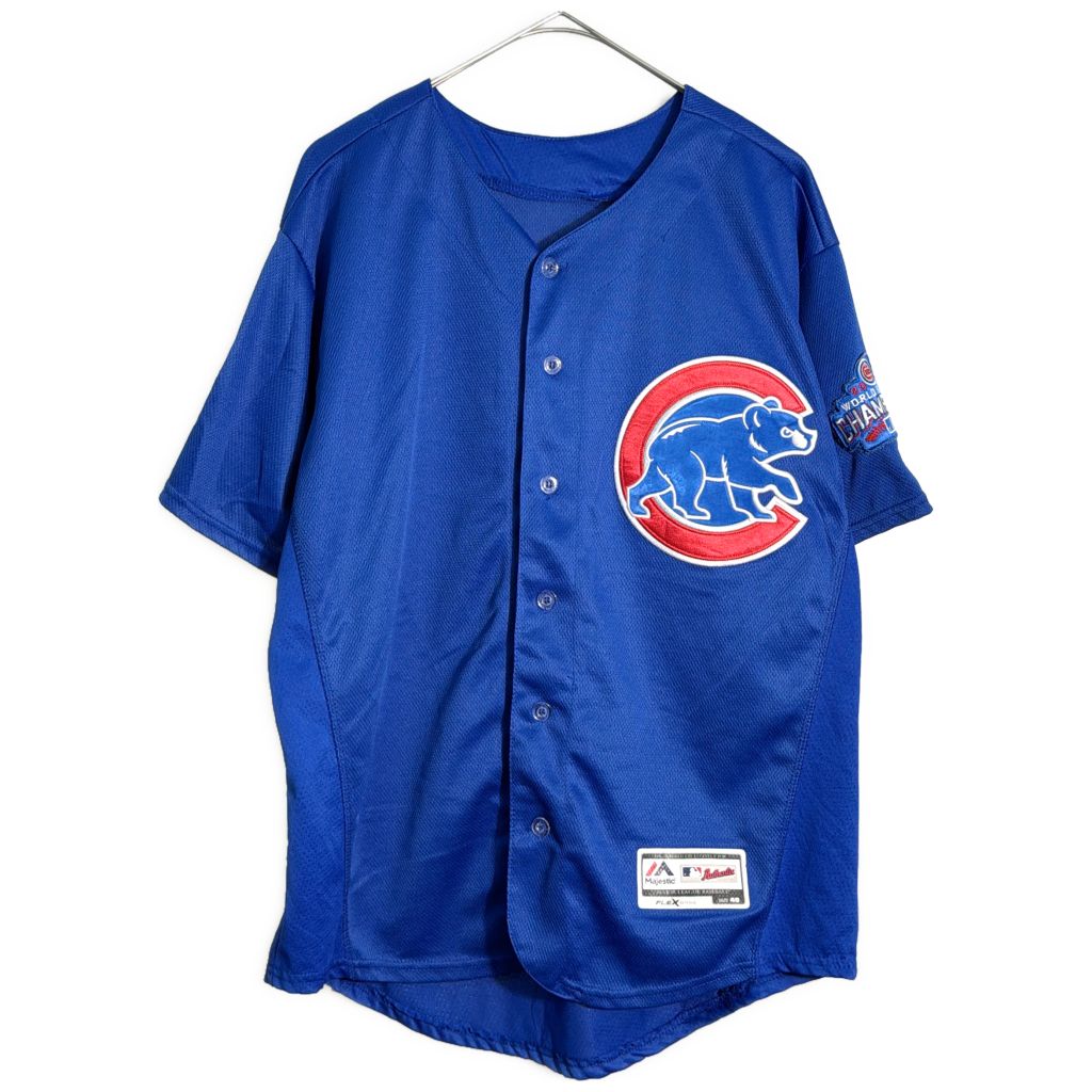 Majestic マジェスティック MLB シカゴ・カブス ベースボールシャツ プロチーム メジャーリーグ ブルー(メンズ 40)中古 古着 Y5923