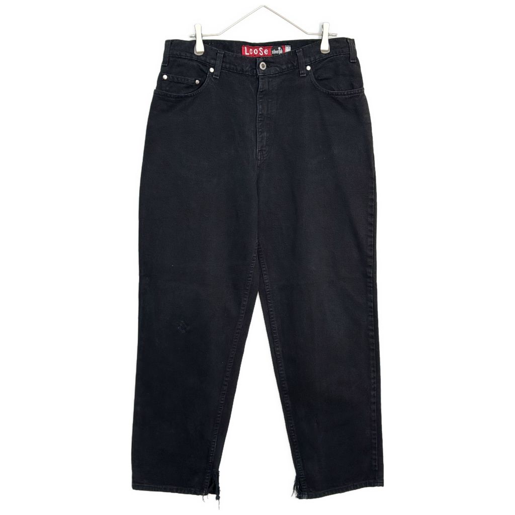 90年代 USA製 Levi's リーバイス SilverTab シルバータブ LOOSE デニムパンツ 後染め ブラック(メンズ W34 L30)中古 古着 Y5942