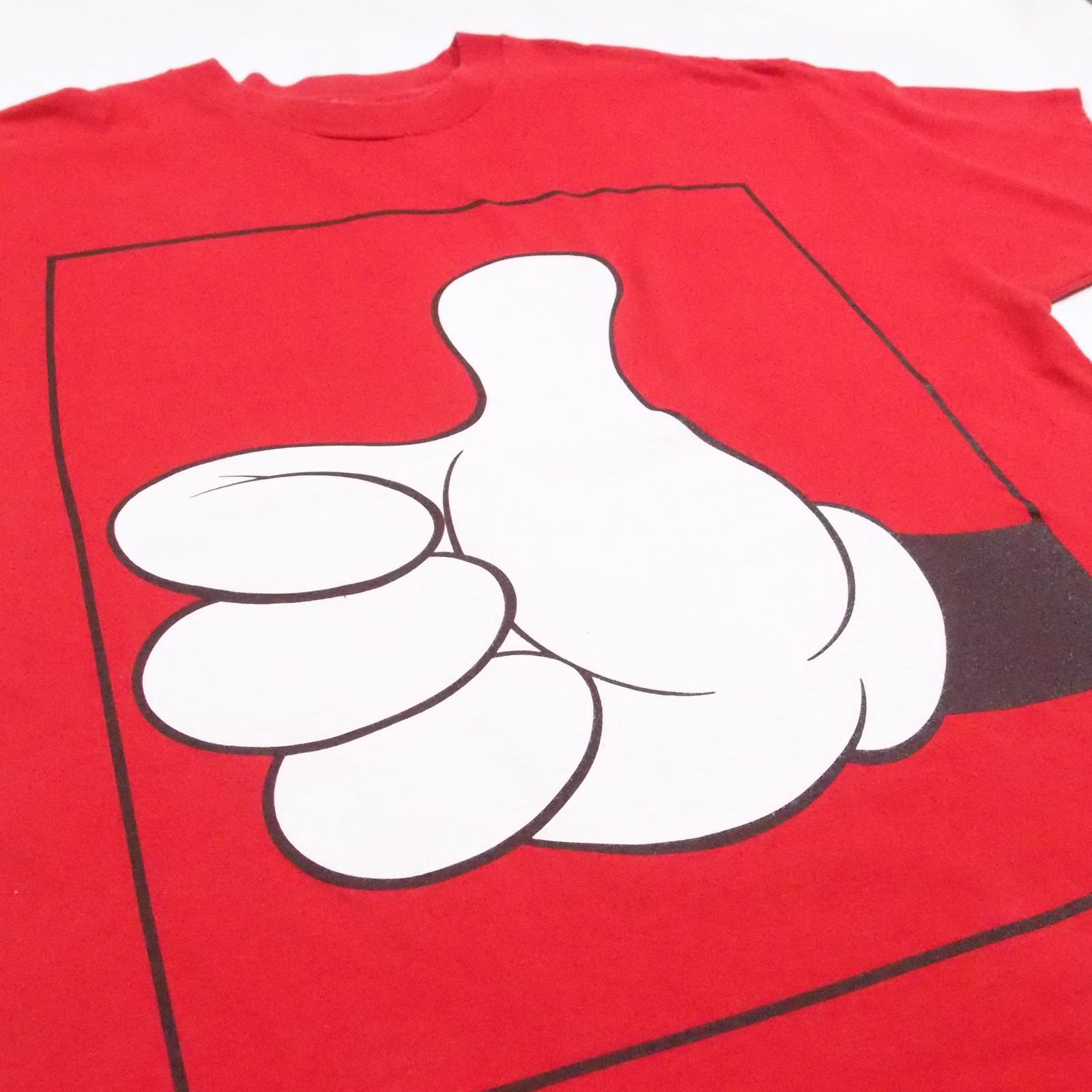 【アイコニック】90s-00s ヴィンテージ ディズニー ミッキーマウス グローブ サムズアップ Tシャツ レッド 赤 シングルステッチ 0224