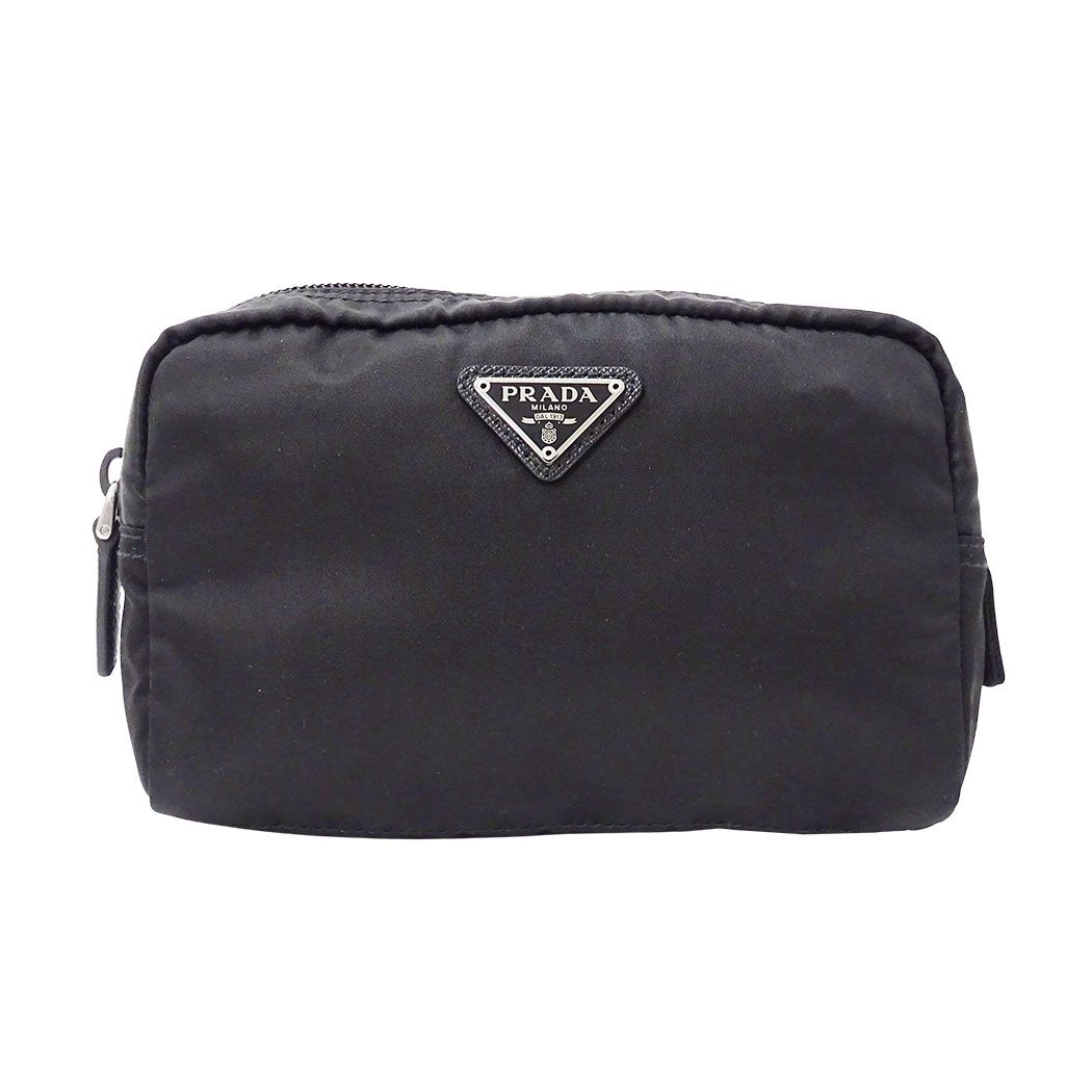 プラダ PRADA ポーチ レディース メンズ ブランド ナイロン ブラック 1NA021 メイクポーチ 小物入れ おしゃれ 無地 シンプル 普段使い 【中古】