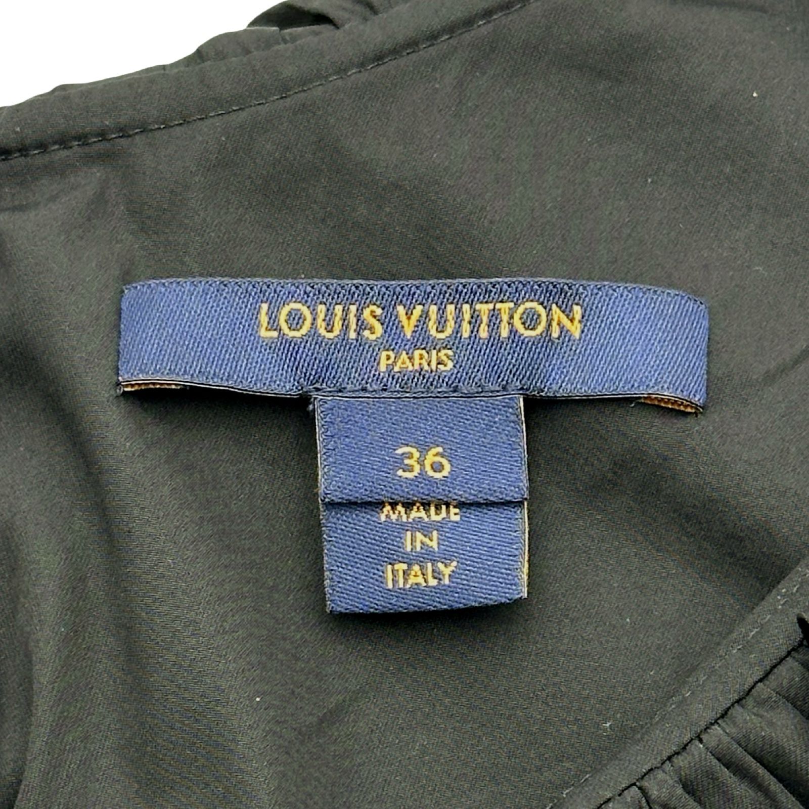ルイ・ヴィトン LOUIS VUITTON ゲームオンラッフル襟ベイビードールドレス FKD651 ブラック シルク レディース ワンピース