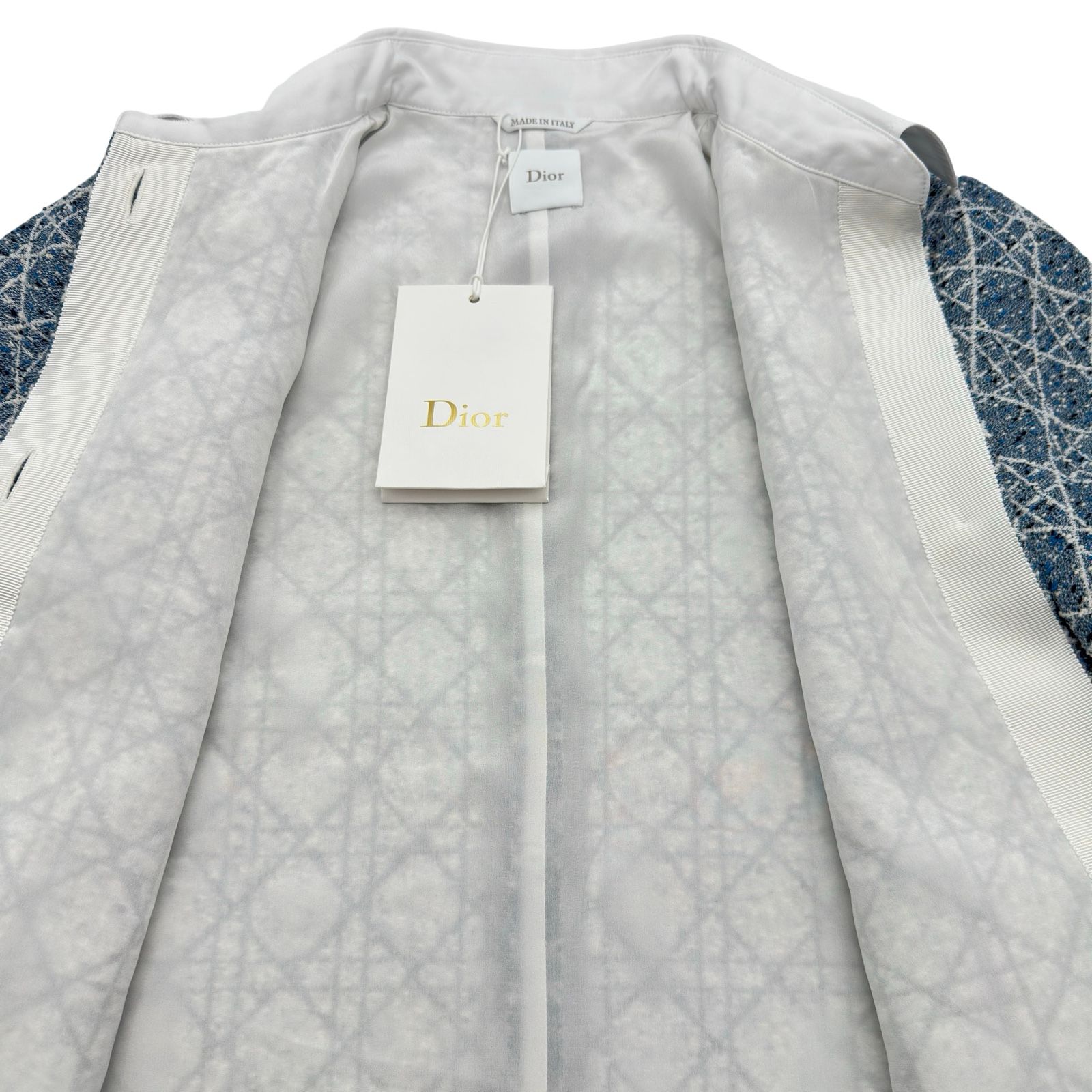 クリスチャン・ディオール Christian Dior カナージュ ツイード 半袖ジャケット 641V50A7444 ブルー ツイード レディース その他アウター
