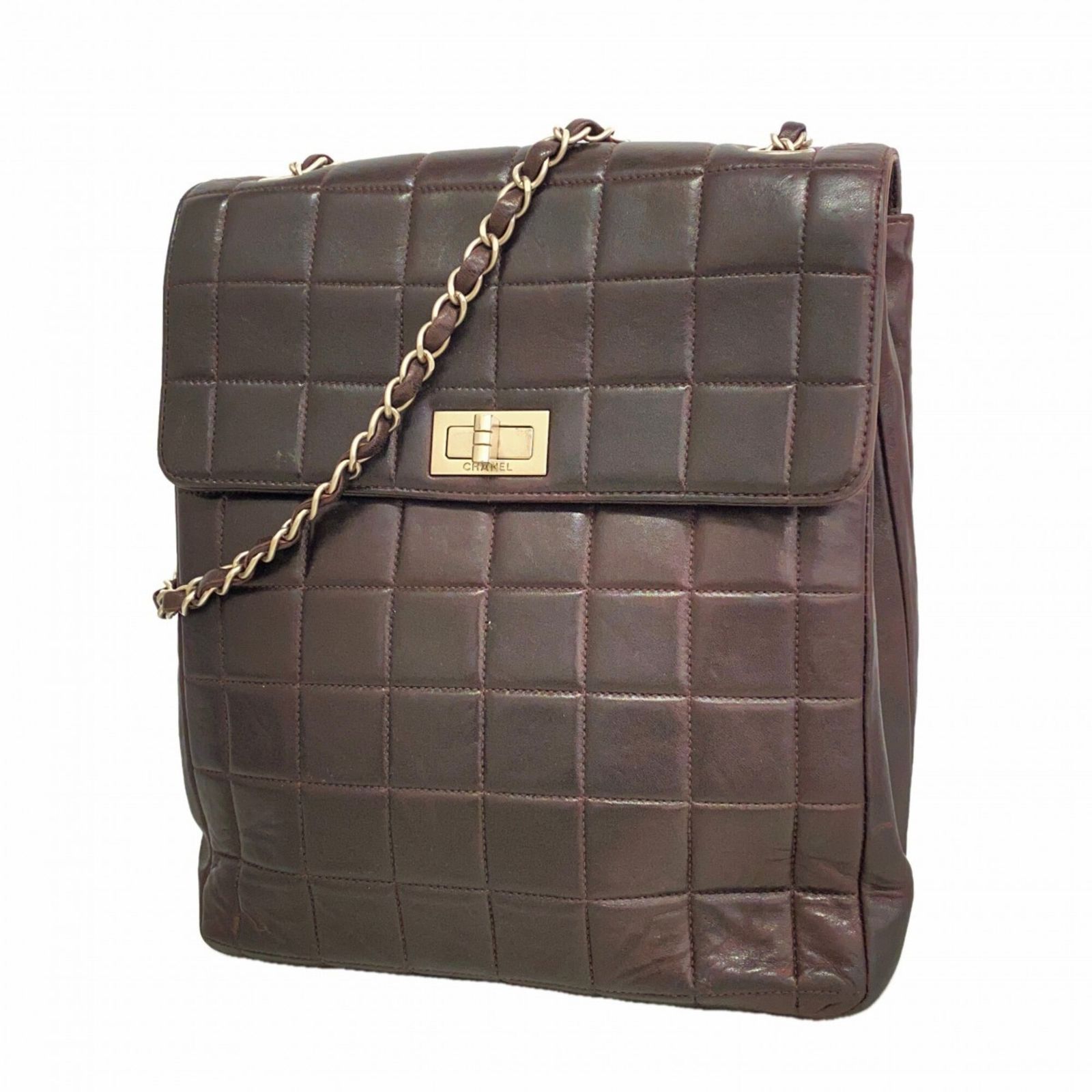 シャネル(Chanel) シャネル ショルダーバッグ 2.55 チョコバー チェーンショルダー ラムスキン ブラウン レディース P3216481