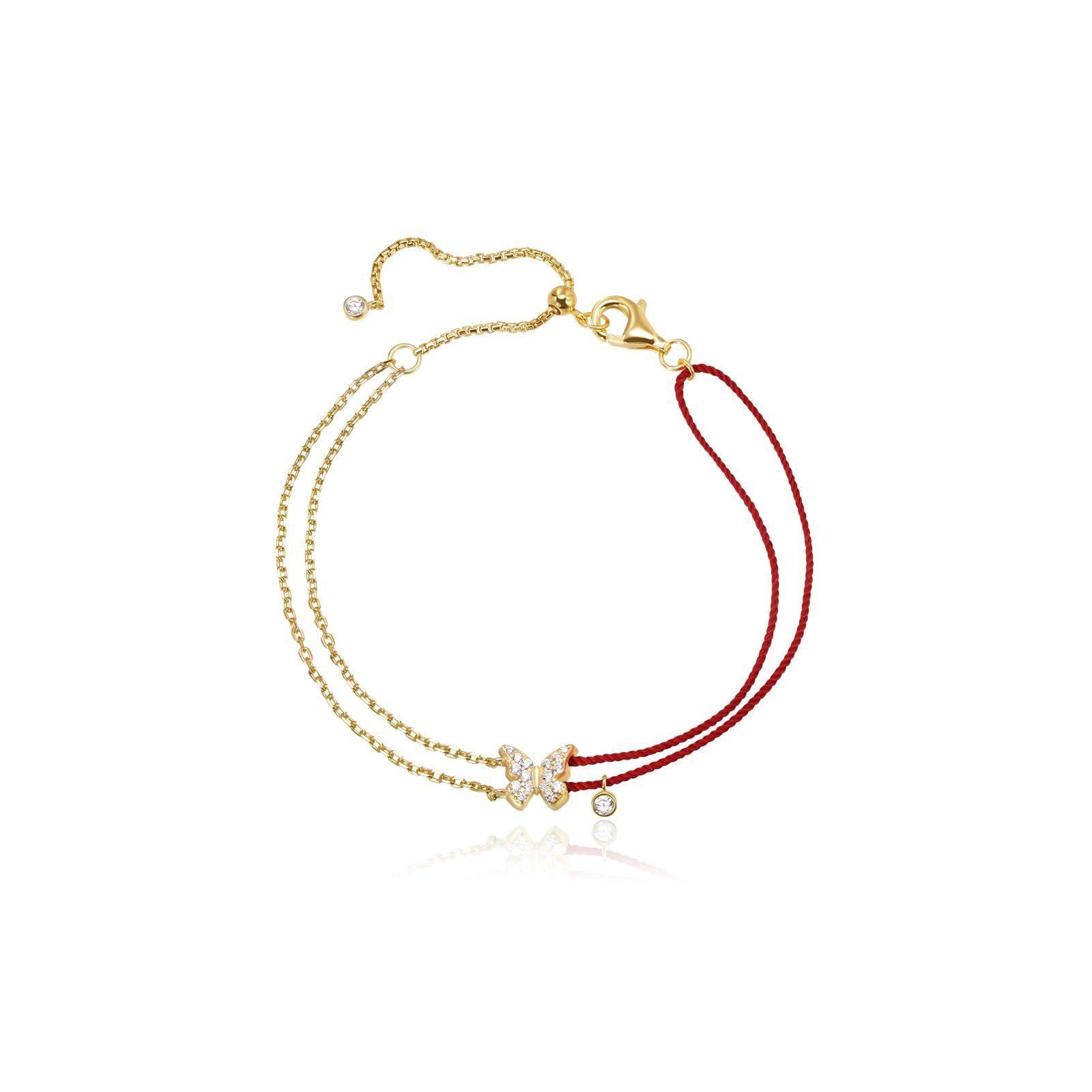 ブレスレット レディース シルバー925 金属アレルギー対応 赤い紐 バタフライ 蝶 bracelet women