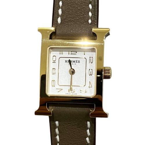 HERMES エルメス Hウォッチ HH1.101 腕時計　ミニHウォッチ 革ベルト ベージュ