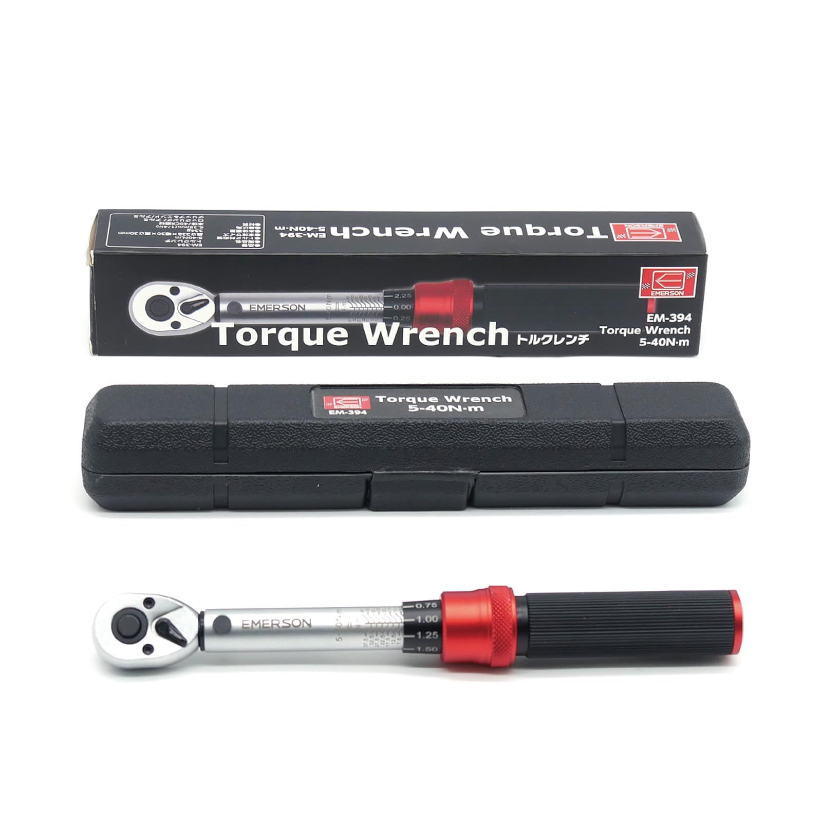 エマーソン(Emerson) トルク調整が簡単らくらくなトルクレンチ ロックリング式 差込角 6.35mm（1/4インチ） 5-40N.m 高精度±3% 72枚ギア 検査証明書付き 自転車 バイク 整備 修理工具 作業工具 精密機器 電装部品 a38961bf