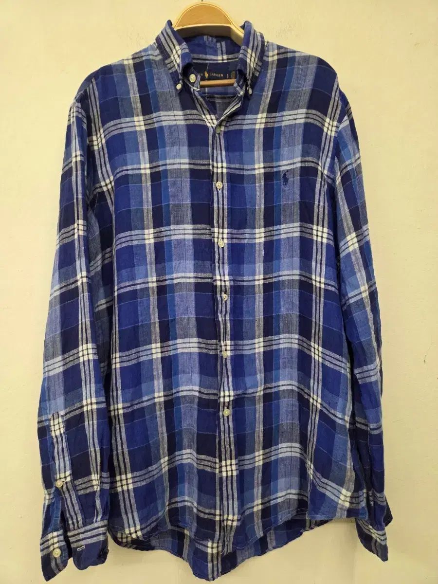 ラルフローレン CHECK シャツ リネン100% シャツ ブルー