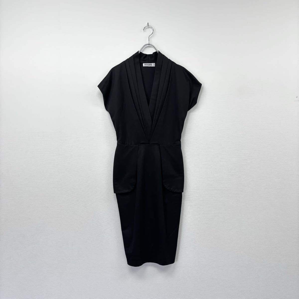 JIL SANDER ジルサンダー ストレッチ Vネック ドレス ワンピース 