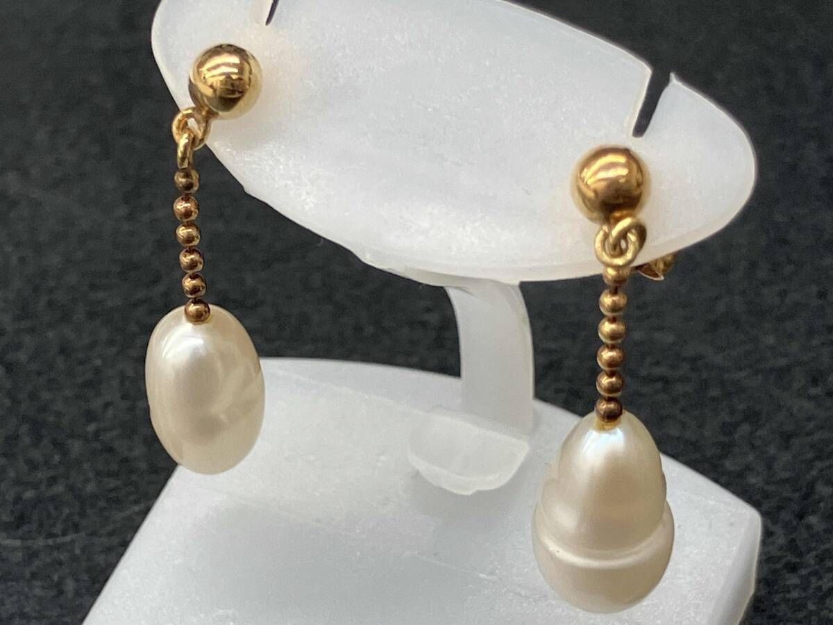 K18 イエローゴールド 真珠 総重量2.0g ピアス アクセサリー ソーティング付き