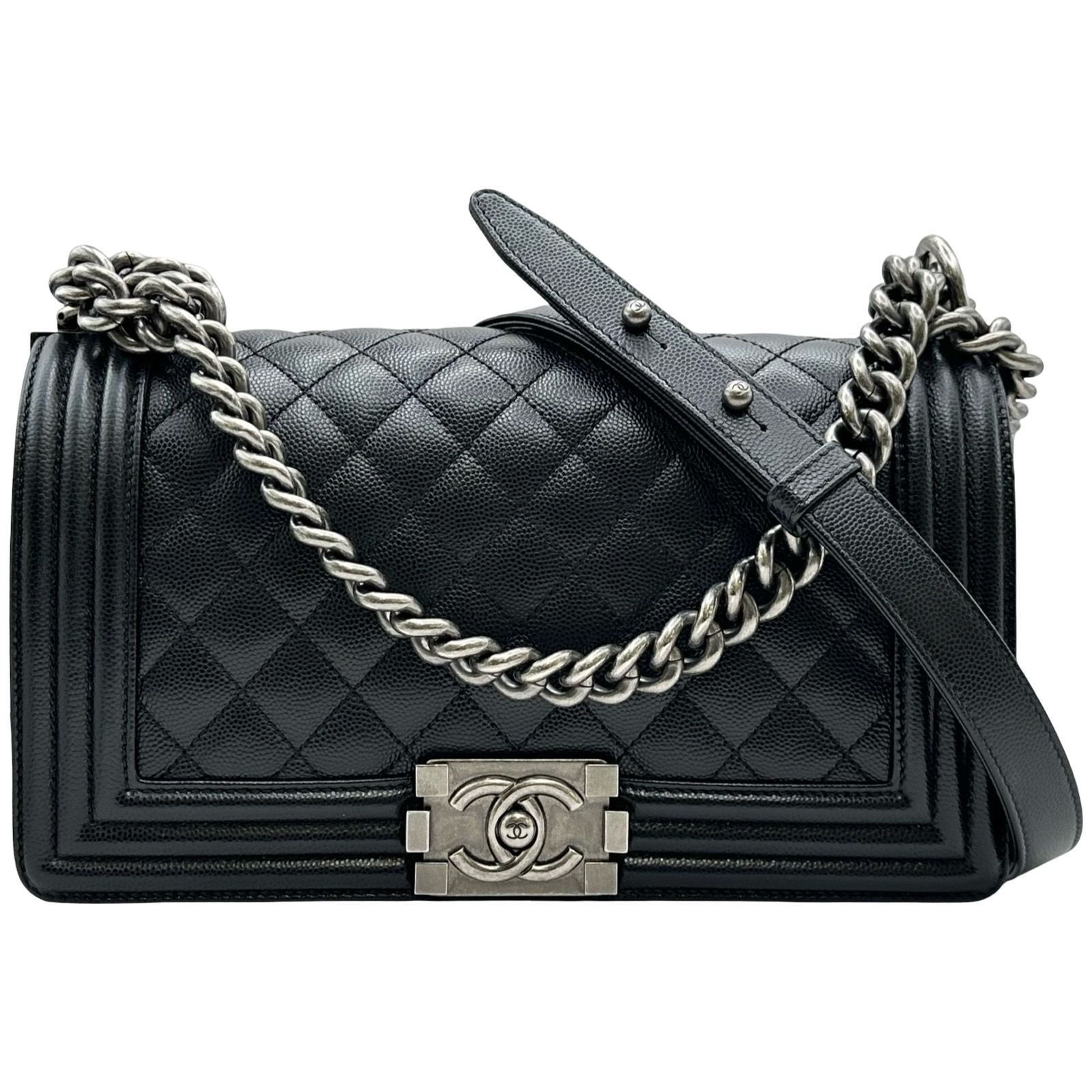 シャネル CHANEL ボーイシャネル25 A67086 28番台 ブラック キャビアスキン レディース ショルダーバッグ
