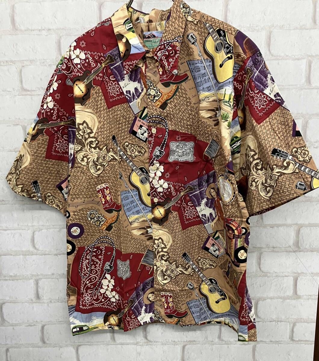 Reyn Spooner アロハシャツ レインスプーナー 総柄 ウエスタン コットンシャツ size L