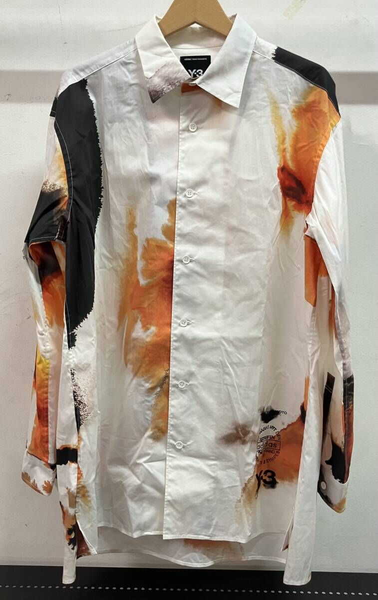 adidas アディダス 長袖シャツ JX4804 Y-3 AOP SHIRT Graphic Amber Ink 総柄 サイズS