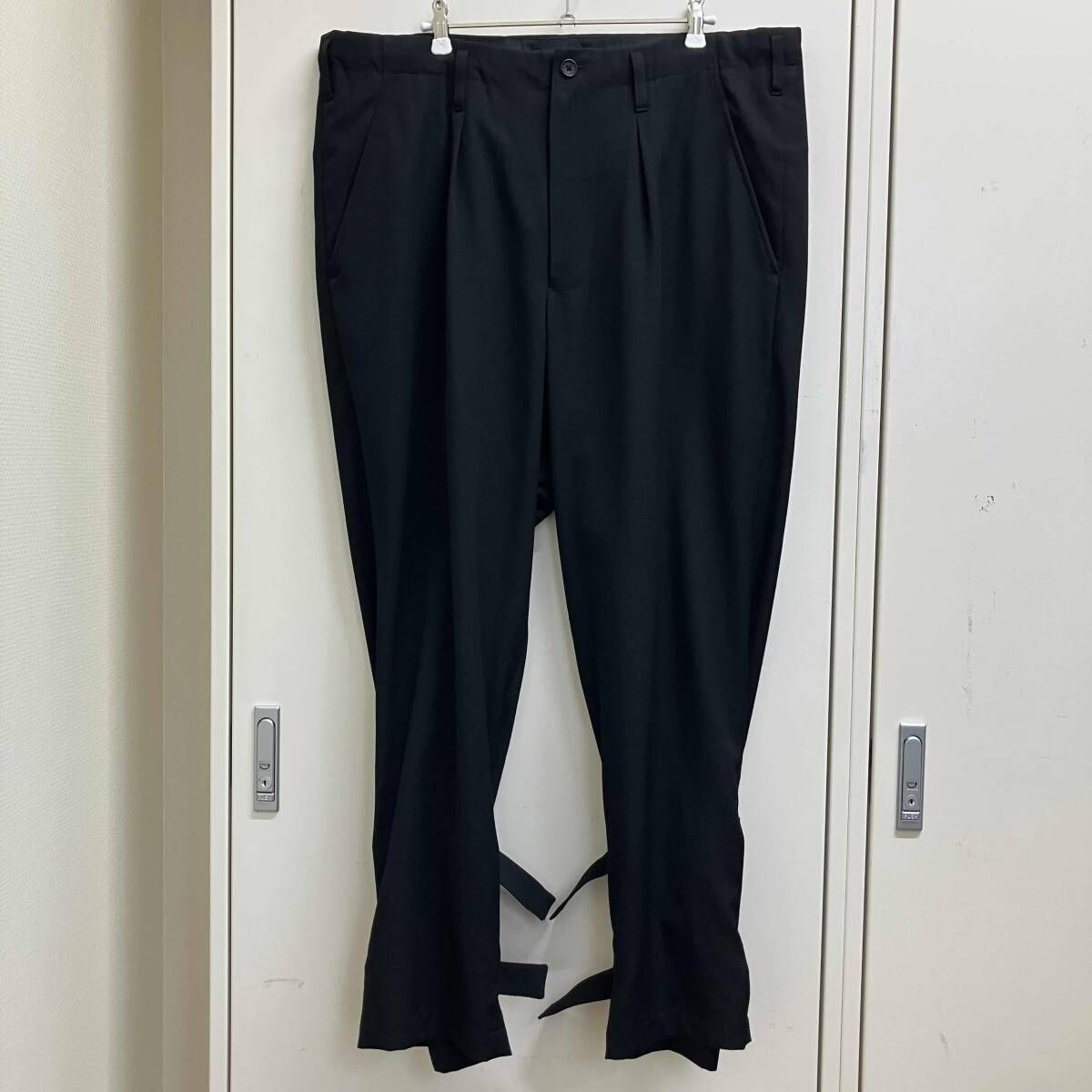 YOHJI YAMAMOTO POUR HOMME WOOL GABARDINE HEM BELT PANTS その他ロングパンツ HO-P55-100 サイズ:2 ブラック ヨウジヤマモト プールオム