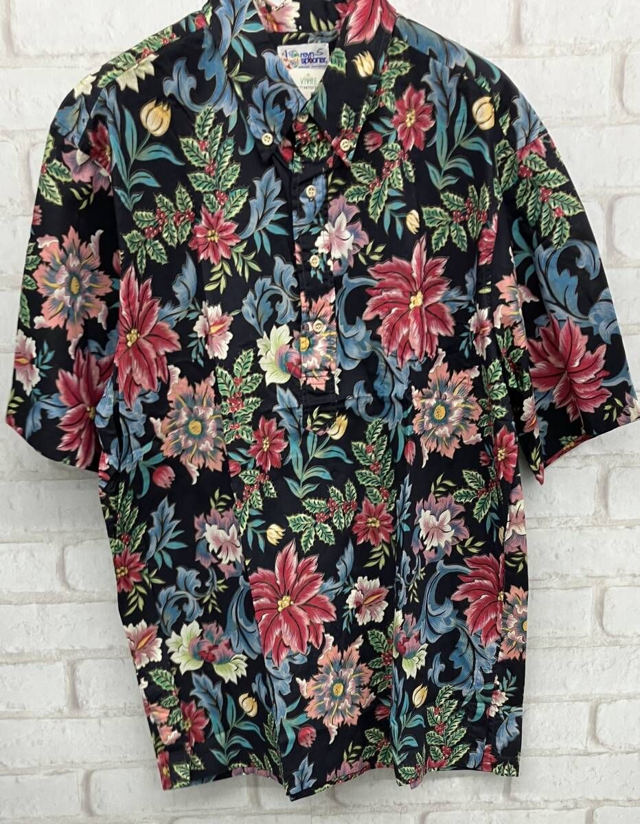 Reyn Spooner 半袖シャツ レインスプーナー ボタニカル 総柄 花柄 コットン size XL