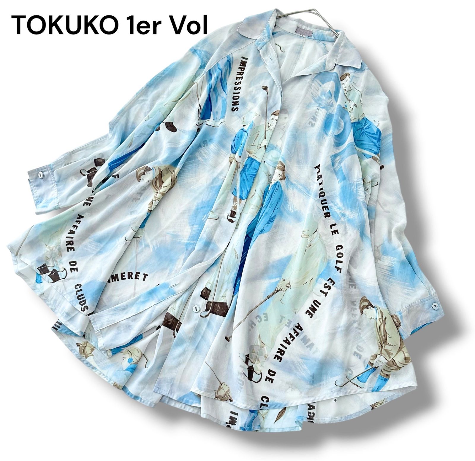 【TOKUKO 1er VOL】 フラワープリント シアーロングブラウス 9 トクコプルミエヴォル TOKUKO 1er Vol シアー シャツ チュニック
