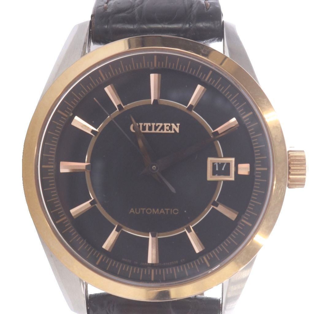 シチズン CITIZEN メカニカル 自動巻き時計 腕時計 3針 黒 ブラック シルバー色 ゴールド色 NB1044-01E
