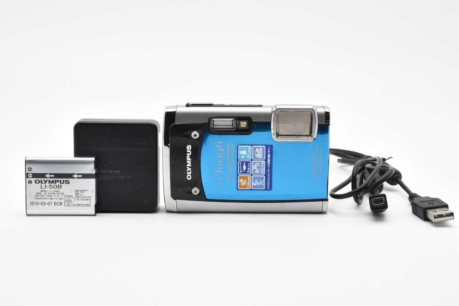 オリンパス U40 DIGITAL5.0 防水デジカメ※メモリーカード付き ☆良品☆ オリンパス OLYMPUS μ TOUGH-6020 ブルー コンパクトデジカメ