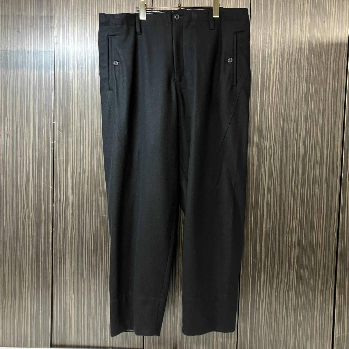 YOHJI YAMAMOTO POUR HOMME ヨウジヤマモト プールオム/ロングパンツ/24aw/HO-P30-117/FLANNEL SIDE DART PANTS/サイズ L/ブラック
