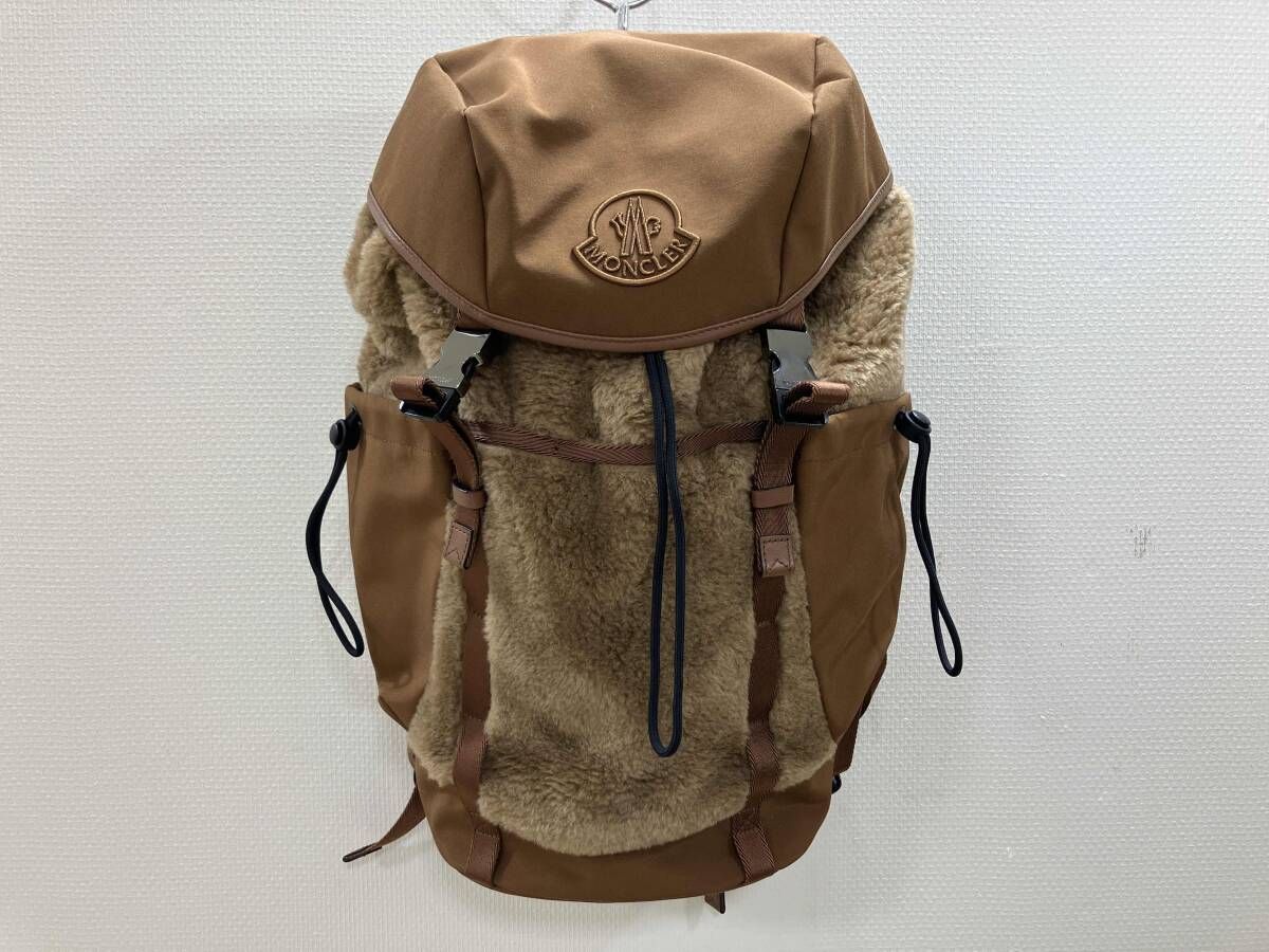 MONCLER モンクレール 羊毛混リュックサック モコモコリュック リュックサック リュックキャメル 秋冬