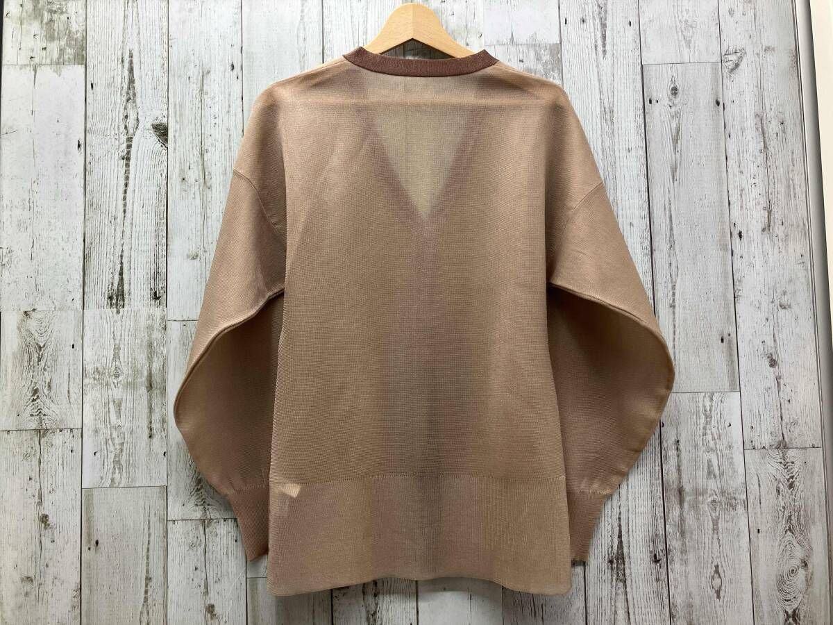 AMERI SHEER LONG KNIT CARDIGAN薄手カ-ディガン ベージュ系 F アメリ